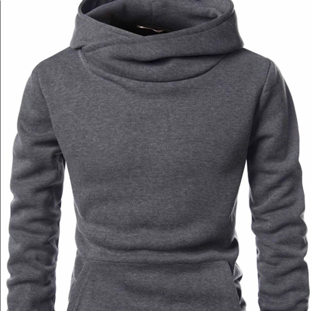 Funnel Neck Fleece Lined Hoodie | Charcoal